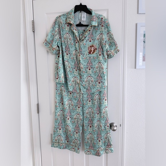 Disney Other - Disney Mint Green Floral Pajama Shirt with Belle patch